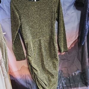 The Vanity Room Sparkling Gold Long Sleeve Dress